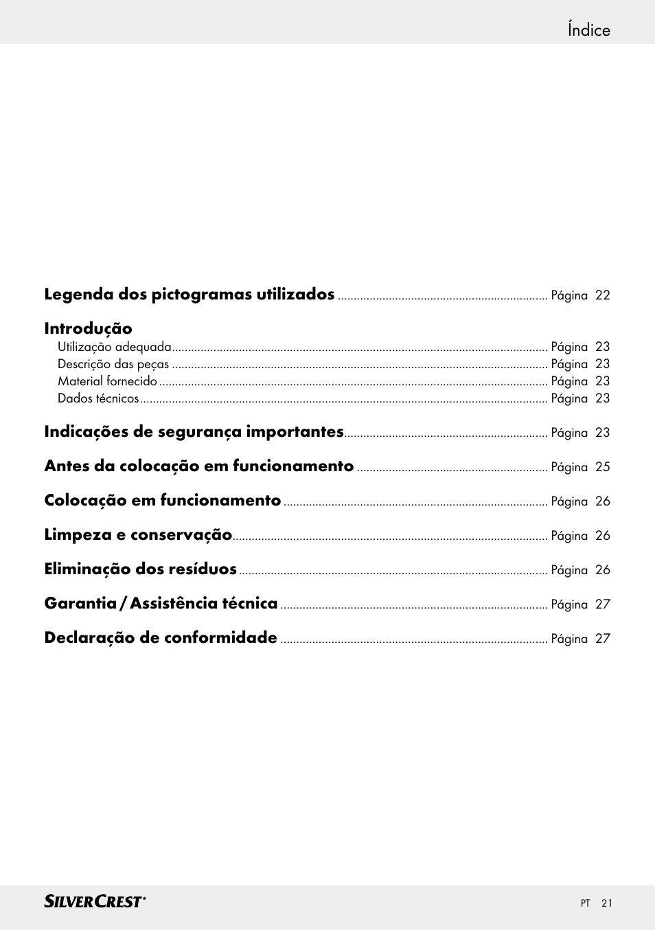 Índice | Silvercrest SHG 35 A1 User Manual | Page 21 / 45
