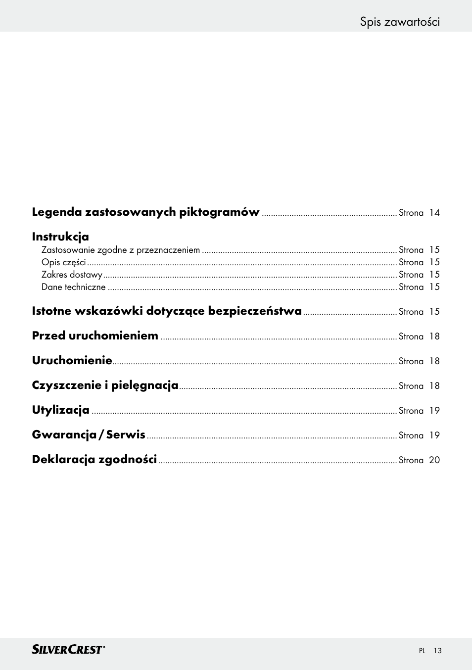 Spis zawartości | Silvercrest SHG 35 A1 User Manual | Page 13 / 53