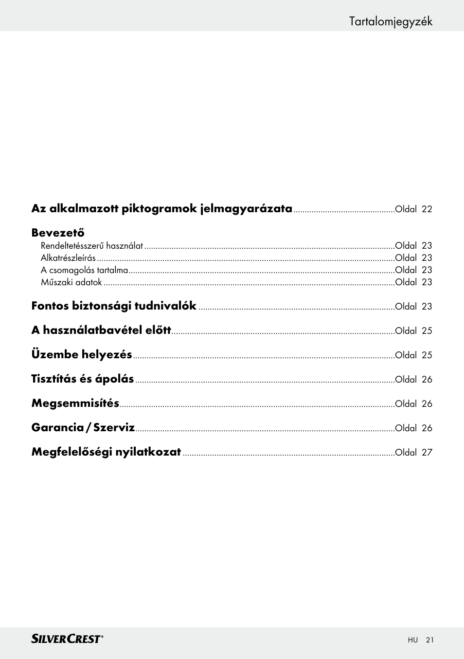 Tartalomjegyzék | Silvercrest SHG 35 A1 User Manual | Page 21 / 53