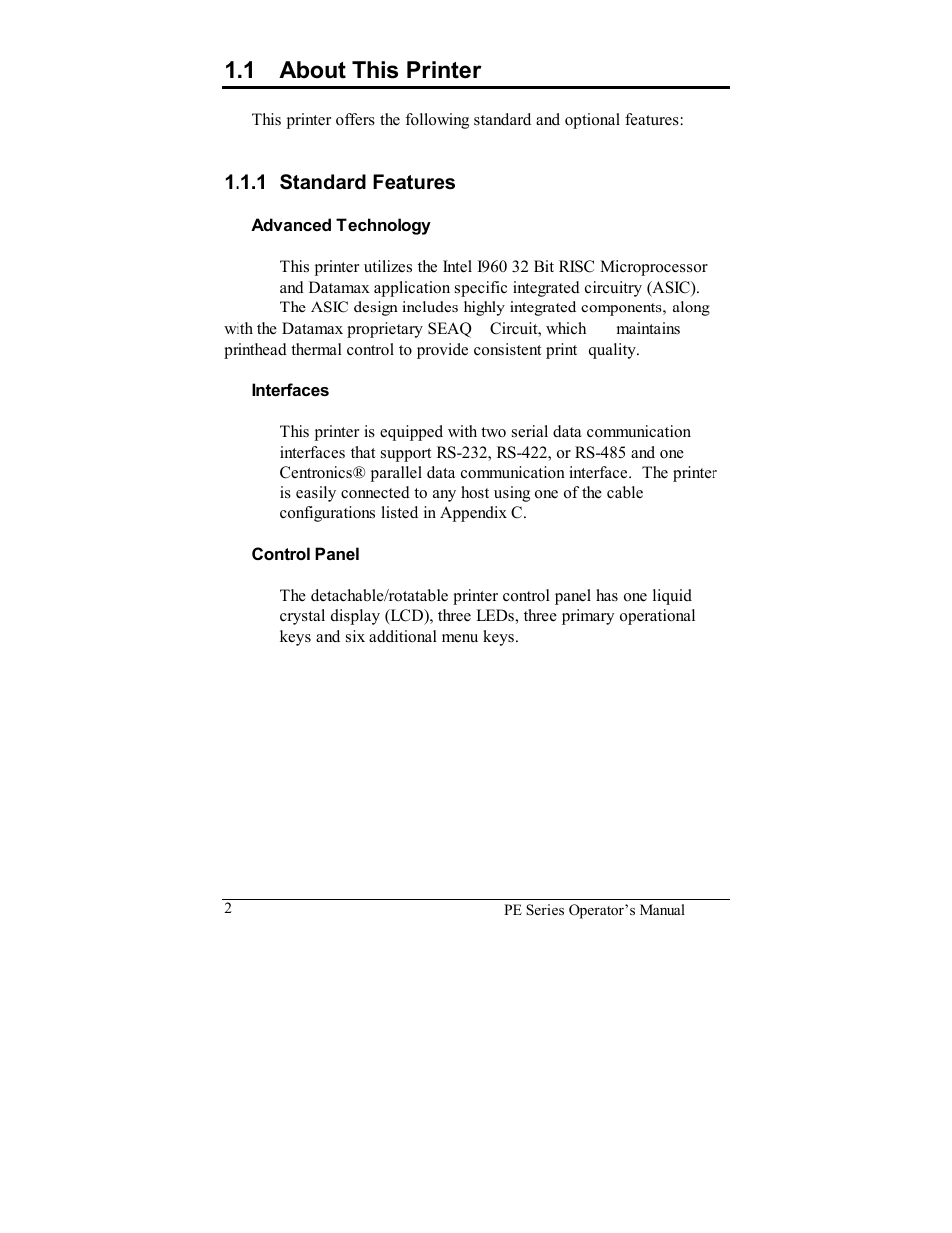 1 about this printer | Datamax PE User Manual | Page 12 / 100