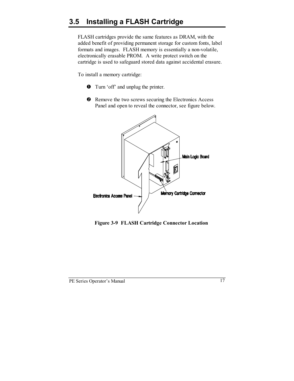 5 installing a flash cartridge | Datamax PE User Manual | Page 27 / 100