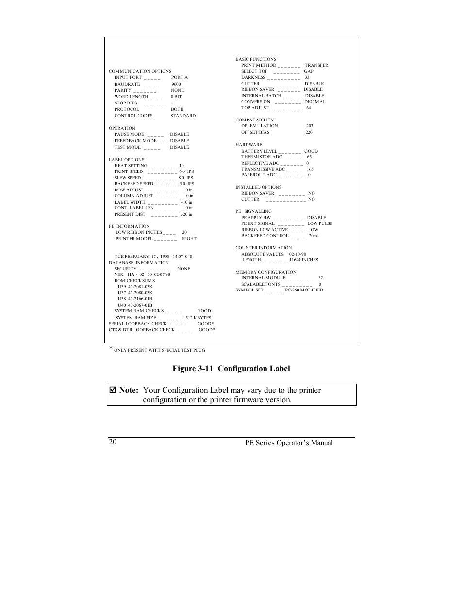 Pe series operator’s manual 20 | Datamax PE User Manual | Page 30 / 100