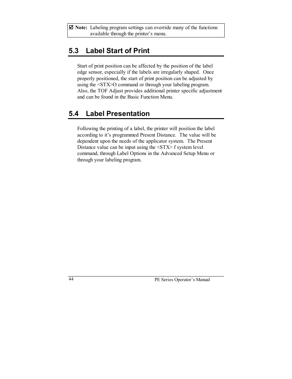 3 label start of print, 4 label presentation | Datamax PE User Manual | Page 54 / 100