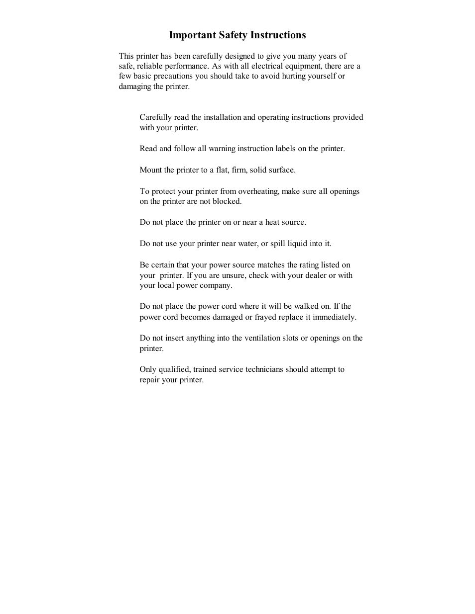 Important safety instructions | Datamax PE User Manual | Page 6 / 100