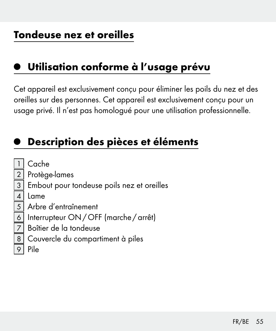 Description des pièces et éléments | Silvercrest Z31437 User Manual | Page 55 / 91