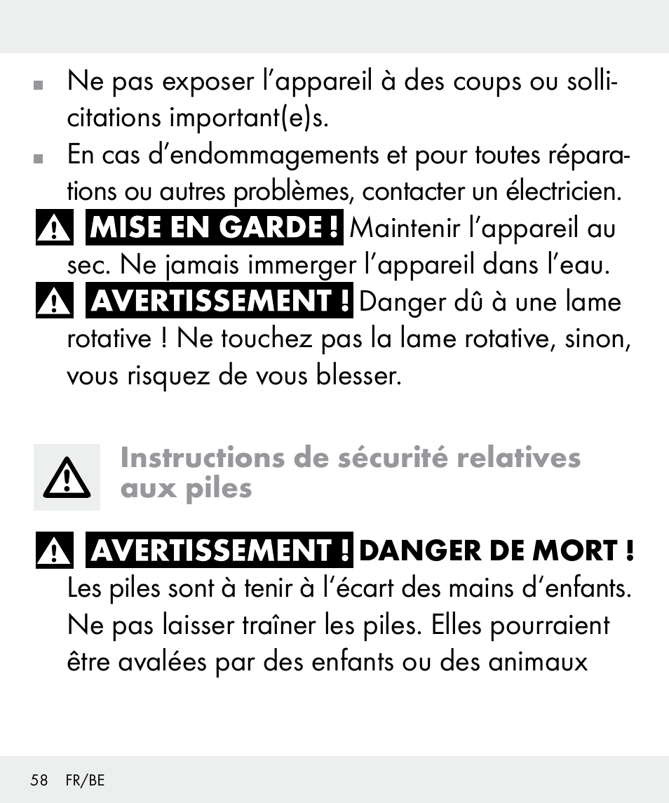 Danger de mort | Silvercrest Z31437 User Manual | Page 58 / 91