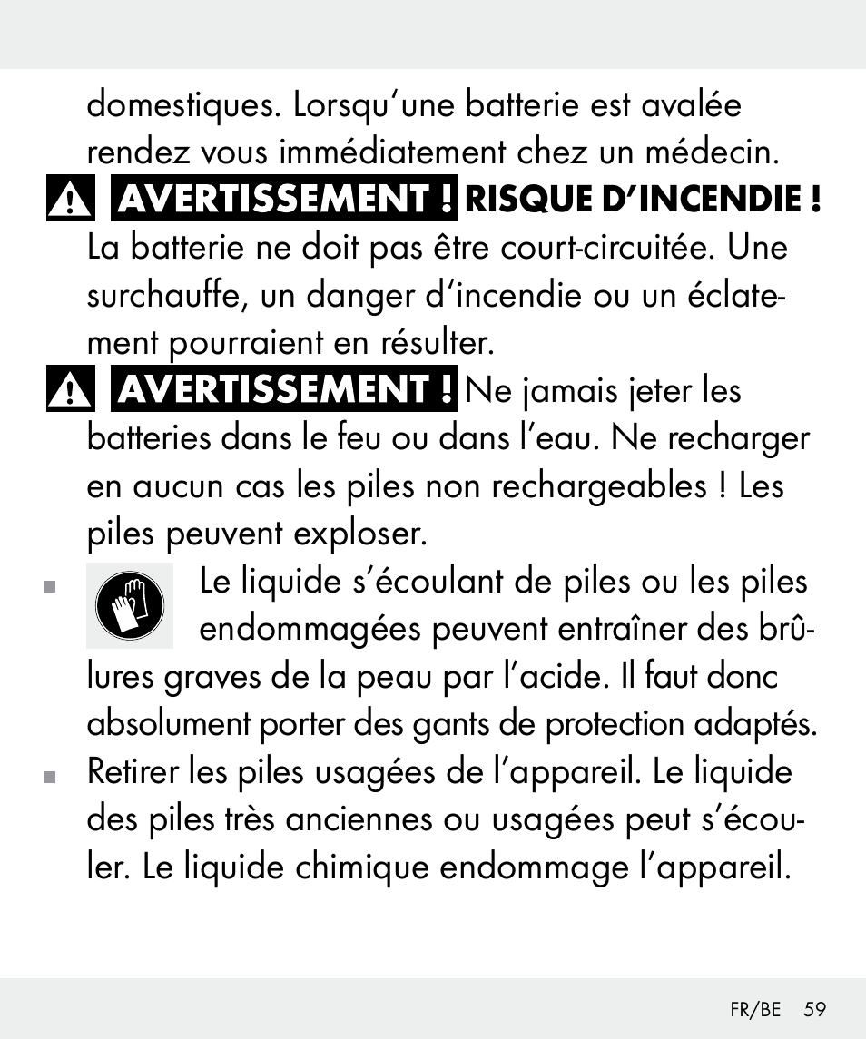Risque d’incendie | Silvercrest Z31437 User Manual | Page 59 / 91