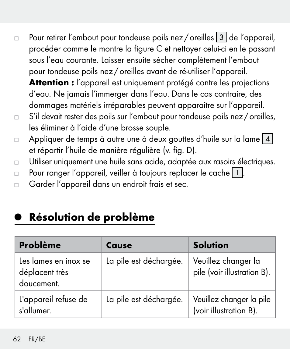 Résolution de problème | Silvercrest Z31437 User Manual | Page 62 / 91