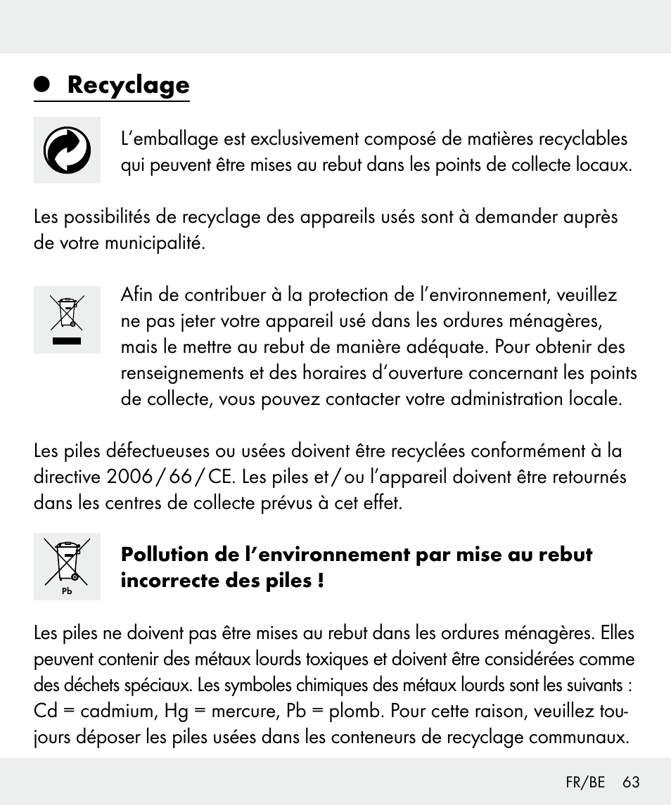 Recyclage | Silvercrest Z31437 User Manual | Page 63 / 91