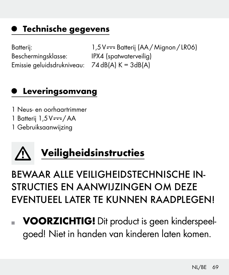 Voorzichtig | Silvercrest Z31437 User Manual | Page 69 / 91