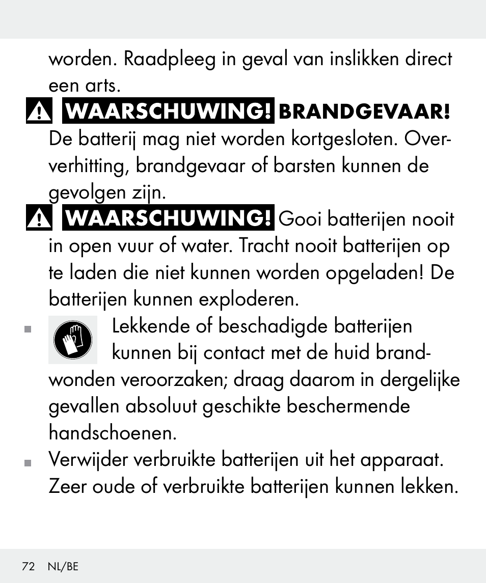 Brandgevaar | Silvercrest Z31437 User Manual | Page 72 / 91