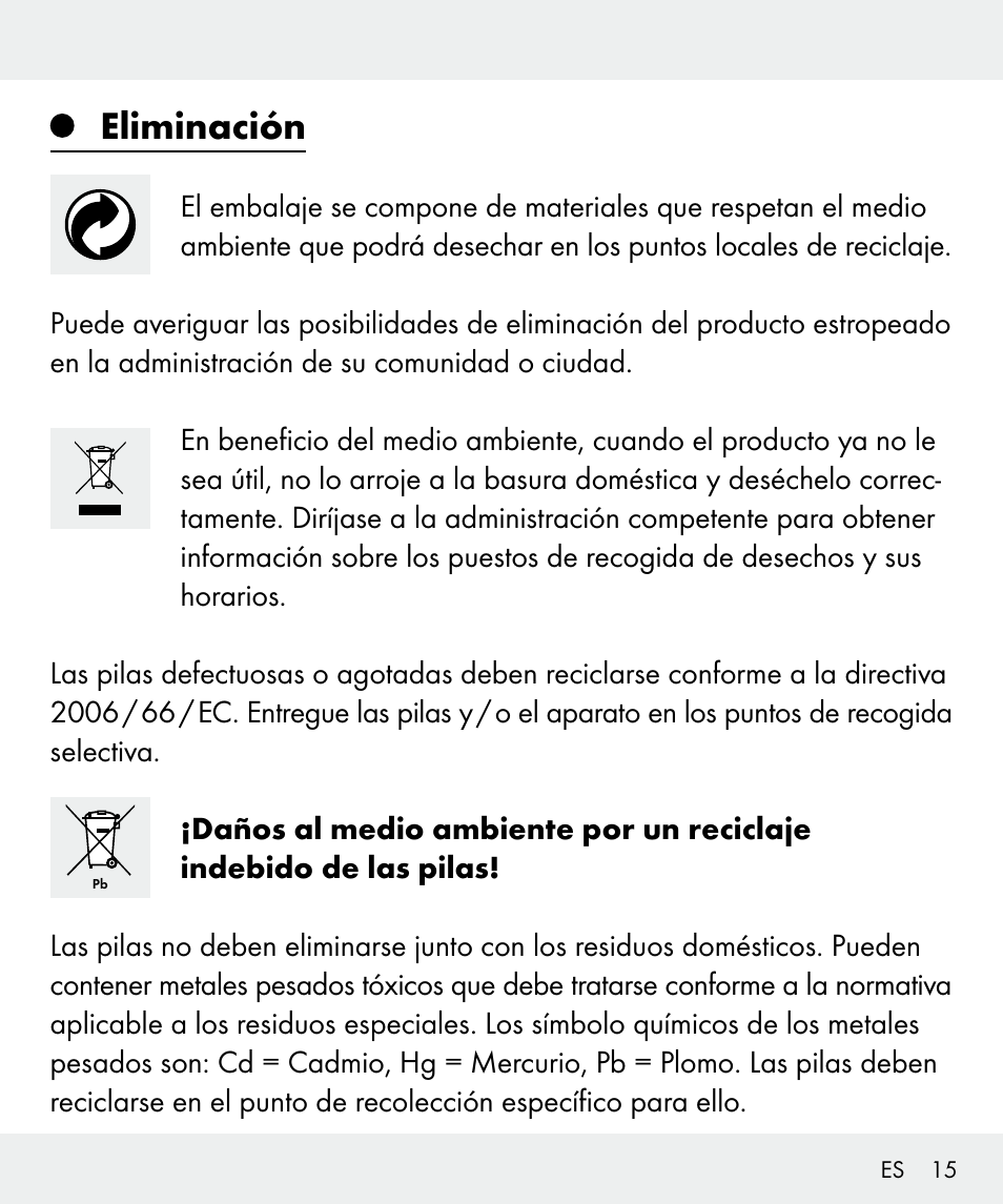 Eliminación | Silvercrest Z31437 User Manual | Page 15 / 69