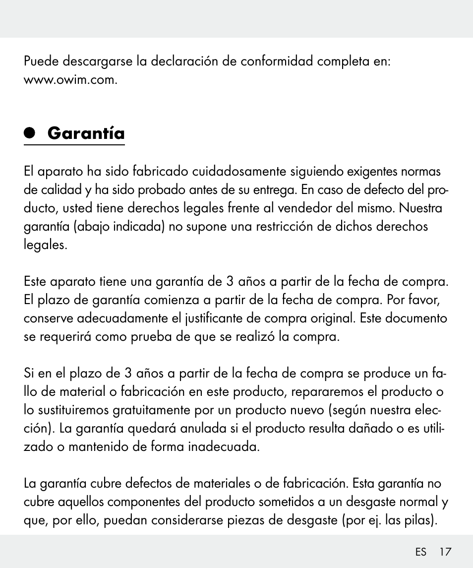 Garantía | Silvercrest Z31437 User Manual | Page 17 / 69