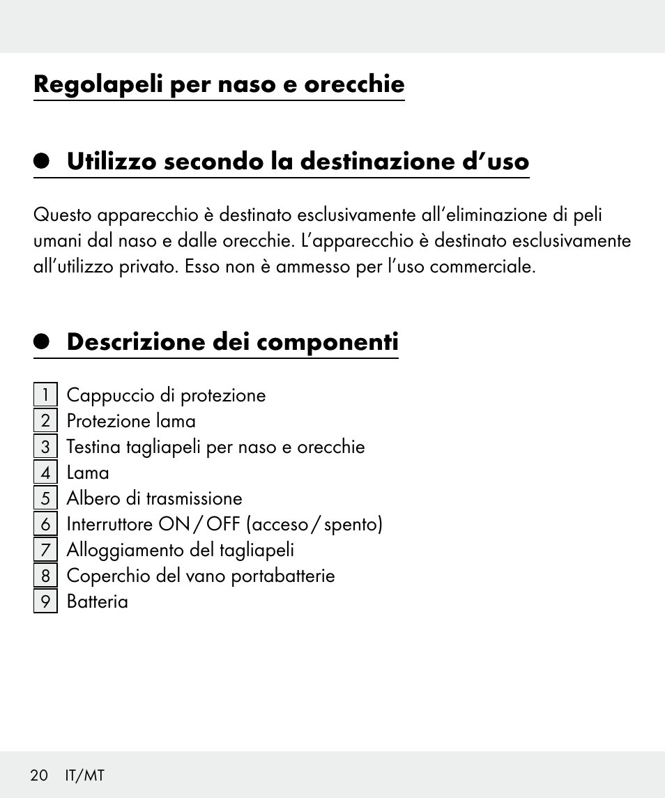 Descrizione dei componenti | Silvercrest Z31437 User Manual | Page 20 / 69