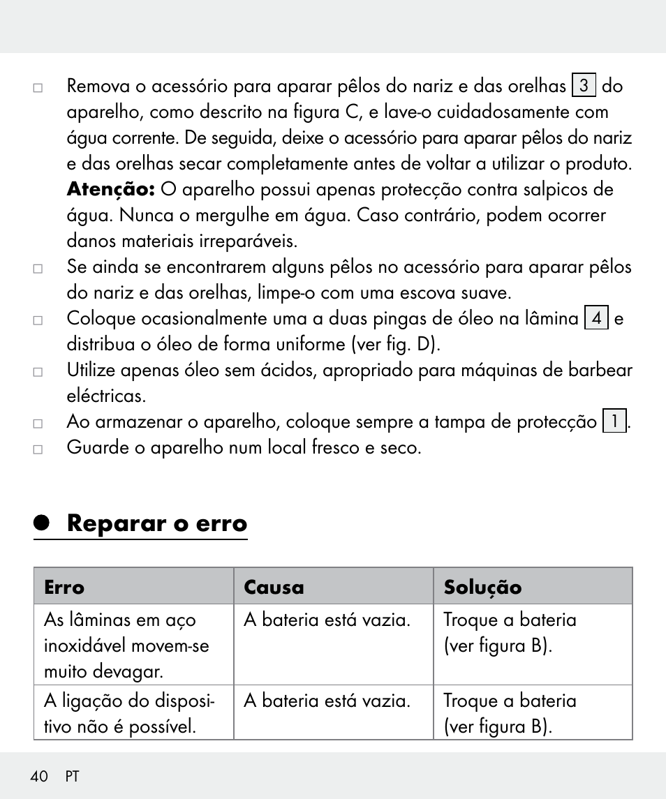 Reparar o erro | Silvercrest Z31437 User Manual | Page 40 / 69