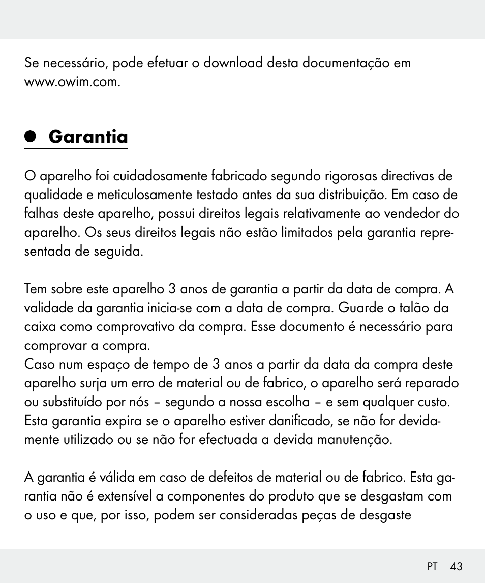 Garantia | Silvercrest Z31437 User Manual | Page 43 / 69