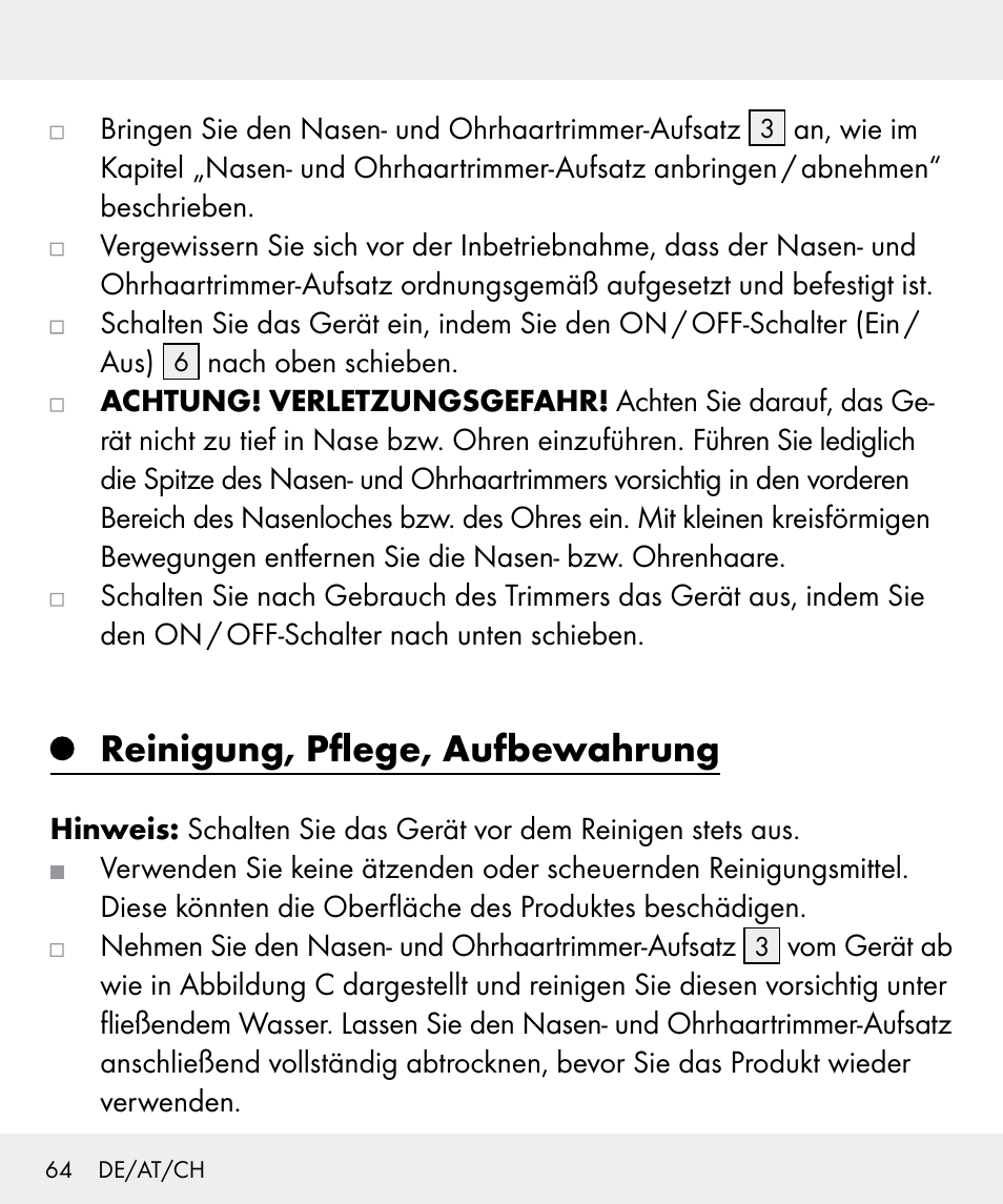 Reinigung, pflege, aufbewahrung | Silvercrest Z31437 User Manual | Page 64 / 69