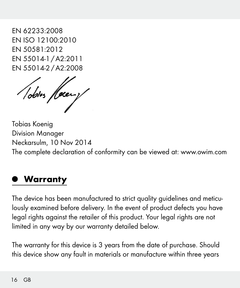 Warranty | Silvercrest Z31437 User Manual | Page 16 / 92