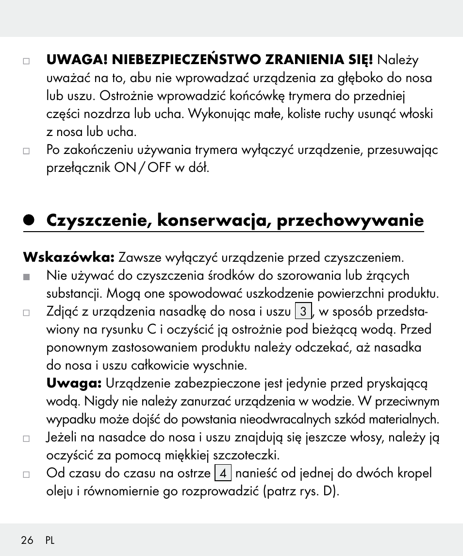 Czyszczenie, konserwacja, przechowywanie | Silvercrest Z31437 User Manual | Page 26 / 92