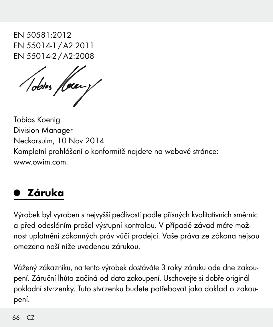 Záruka | Silvercrest Z31437 User Manual | Page 66 / 92