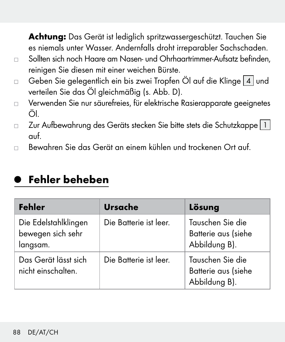 Fehler beheben | Silvercrest Z31437 User Manual | Page 88 / 92