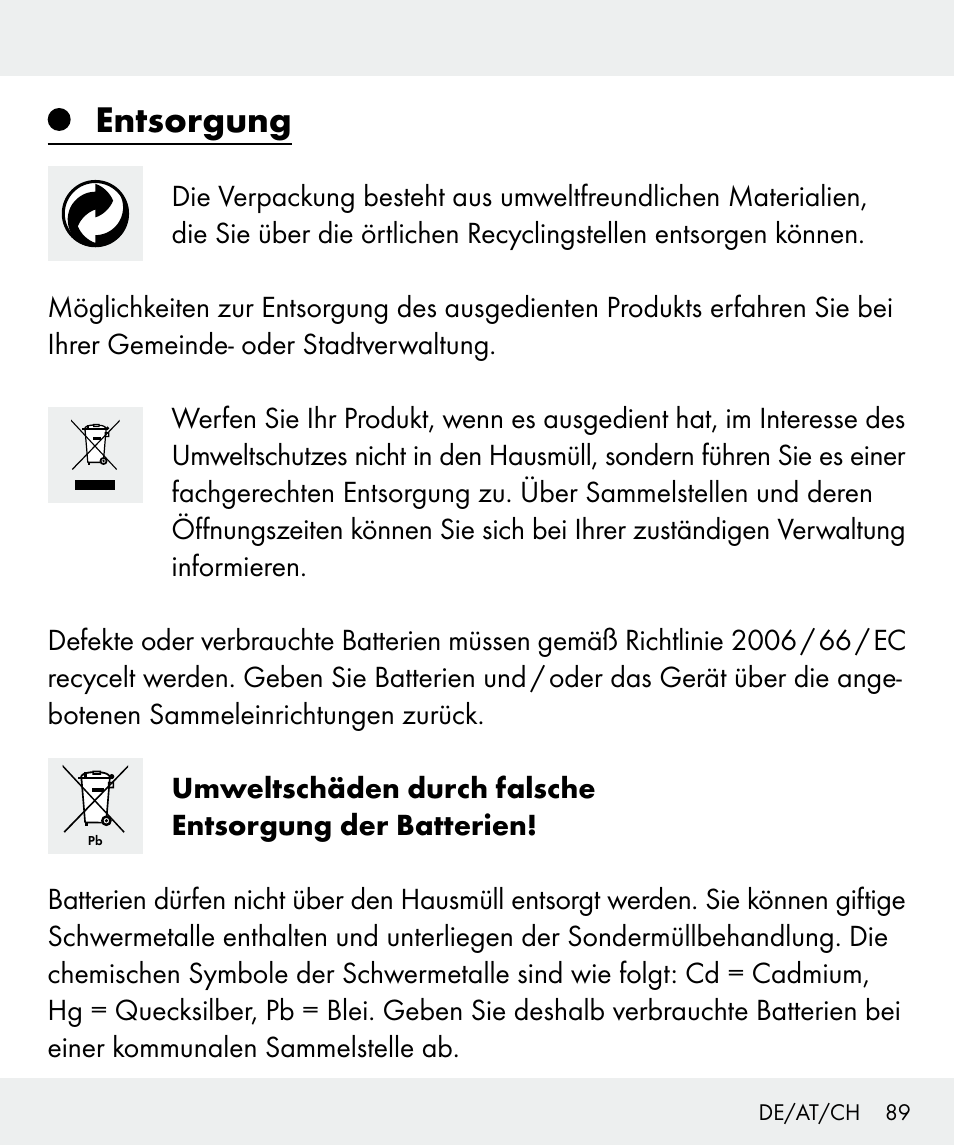 Entsorgung | Silvercrest Z31437 User Manual | Page 89 / 92