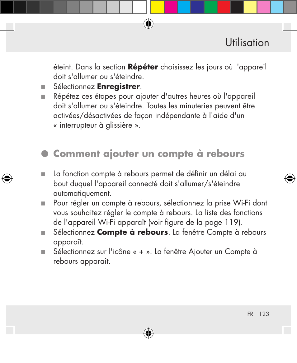 Utilisation, Comment ajouter un compte à rebours | Silvercrest SWS-A1 User Manual | Page 123 / 190