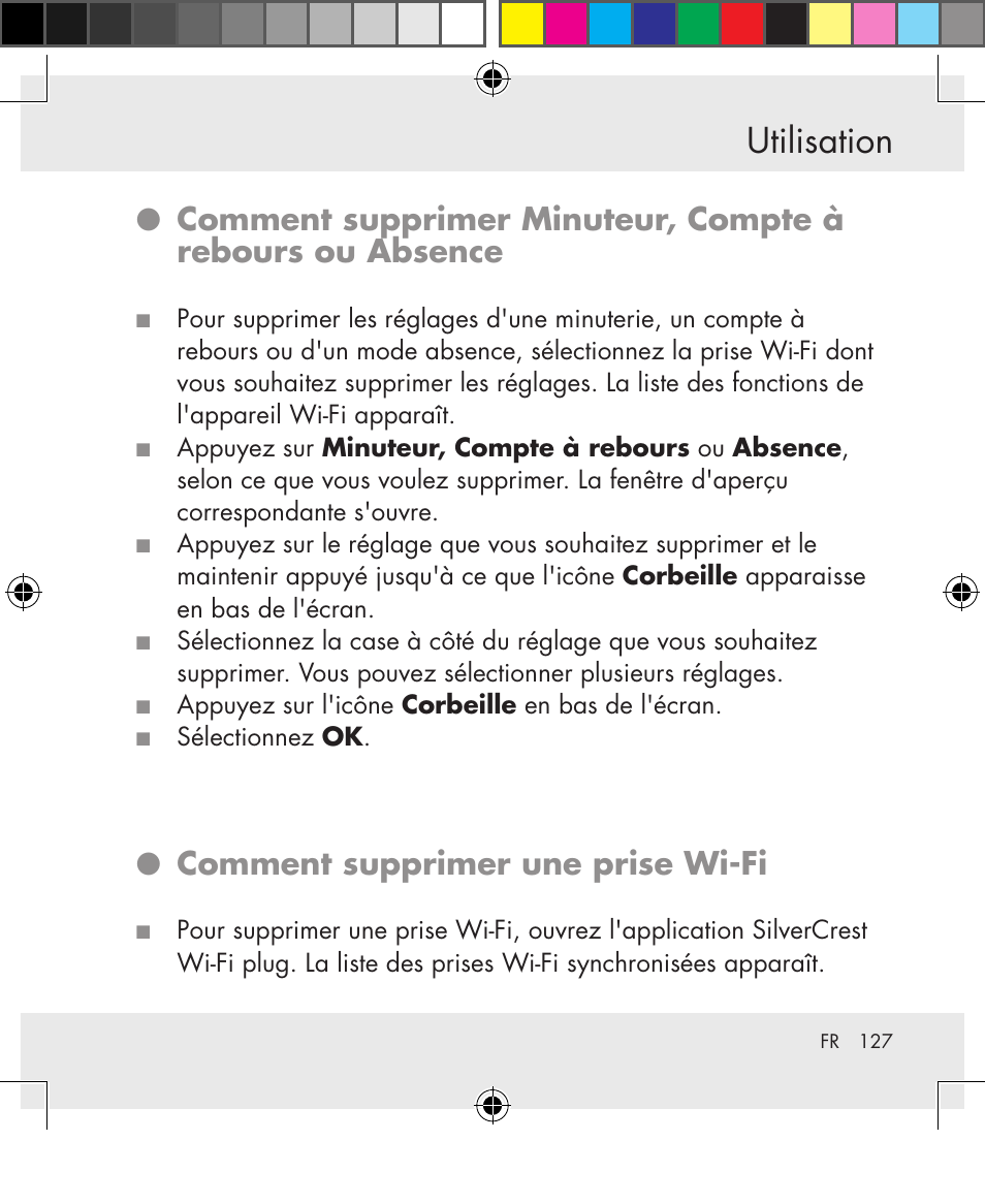 Utilisation, Comment supprimer une prise wi‑fi | Silvercrest SWS-A1 User Manual | Page 127 / 190