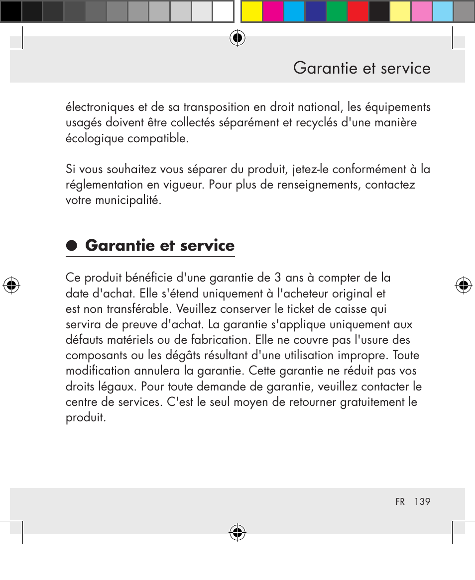 Garantie et service | Silvercrest SWS-A1 User Manual | Page 139 / 190