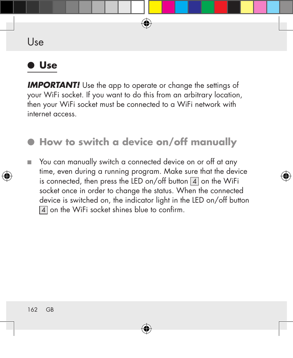 How to switch a device on/off manually | Silvercrest SWS-A1 User Manual | Page 162 / 190