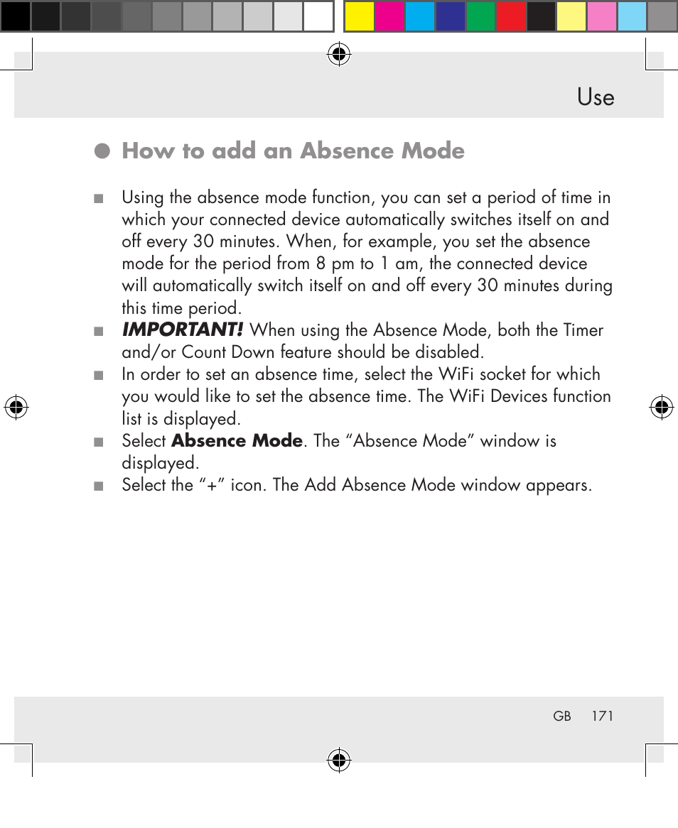 How to add an absence mode | Silvercrest SWS-A1 User Manual | Page 171 / 190