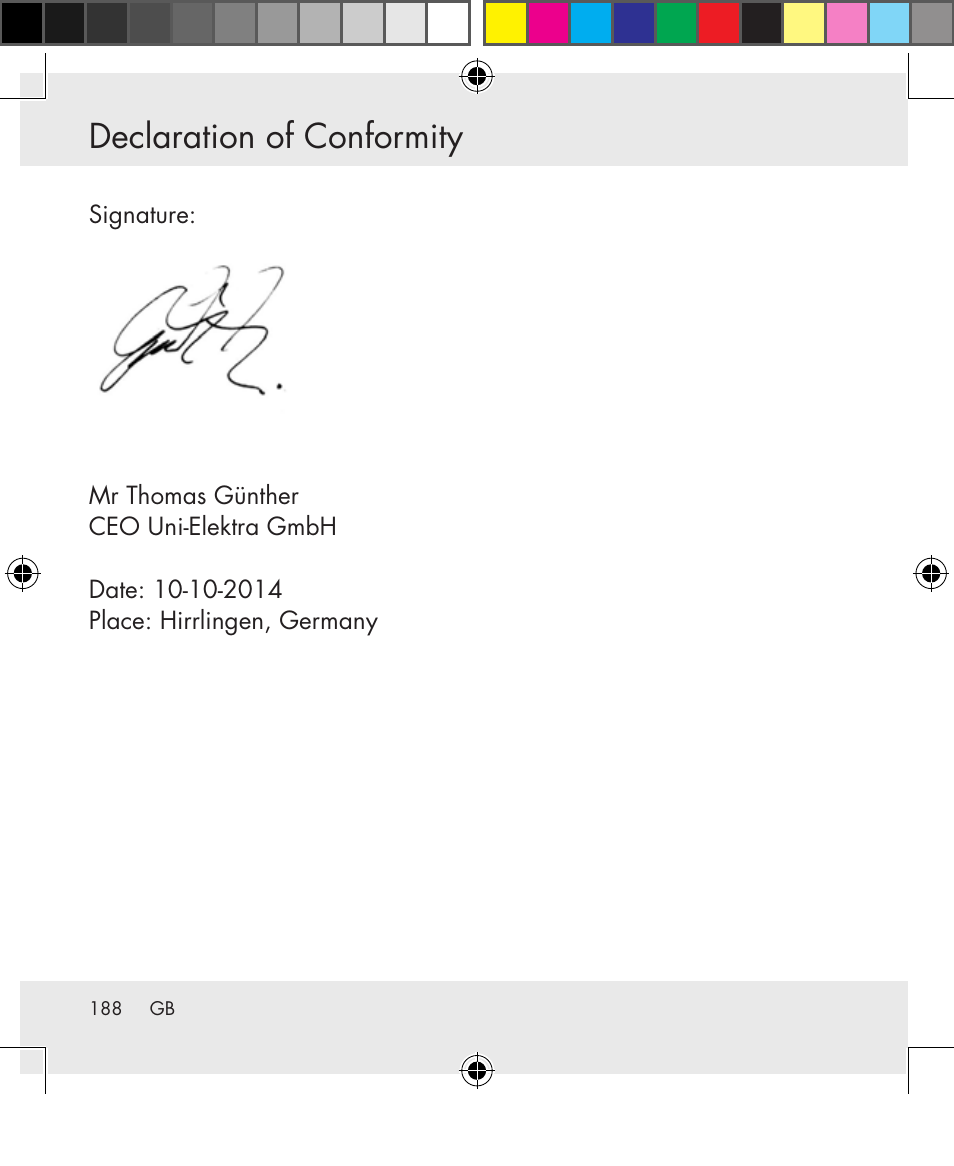 Declaration of conformity | Silvercrest SWS-A1 User Manual | Page 188 / 190