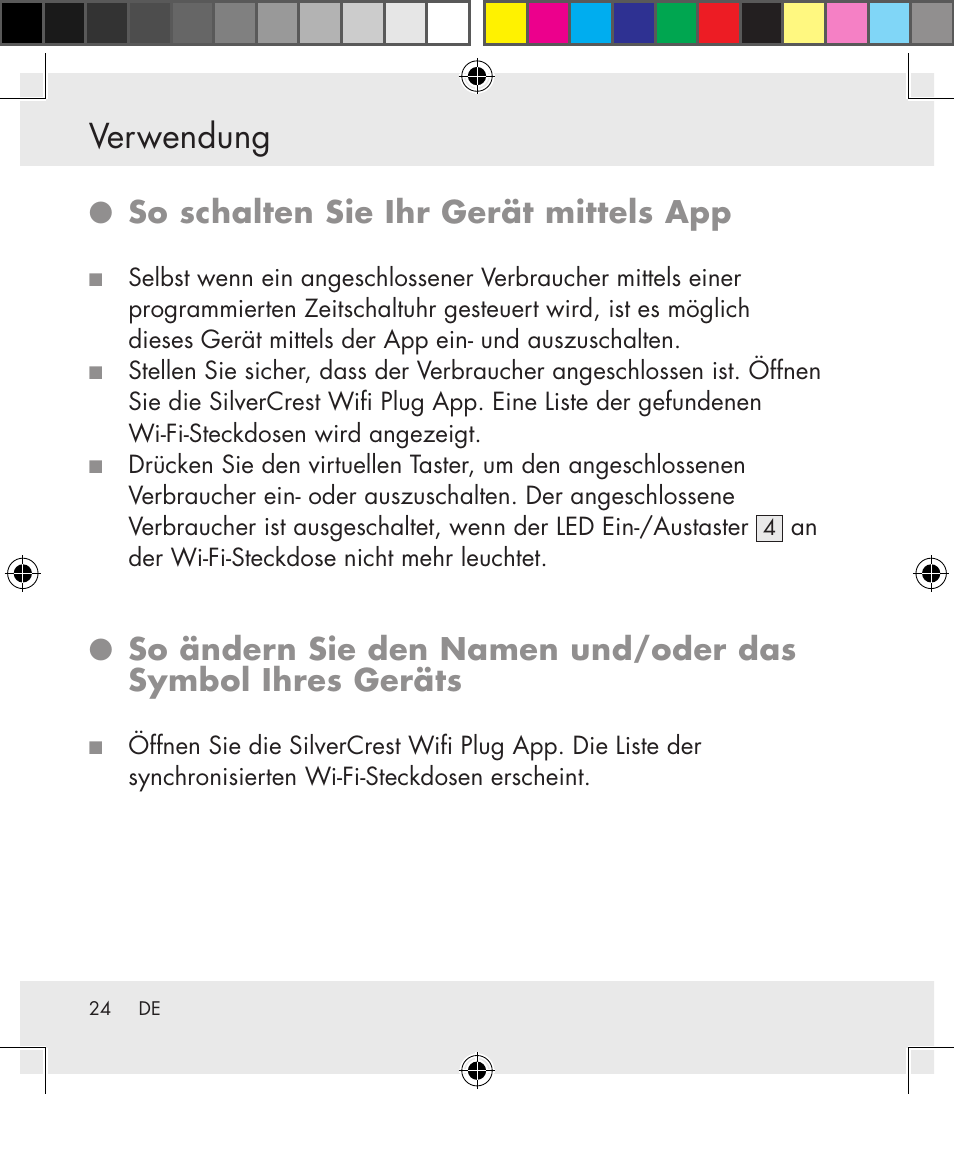 Verwendung, So schalten sie ihr gerät mittels app | Silvercrest SWS-A1 User Manual | Page 24 / 190