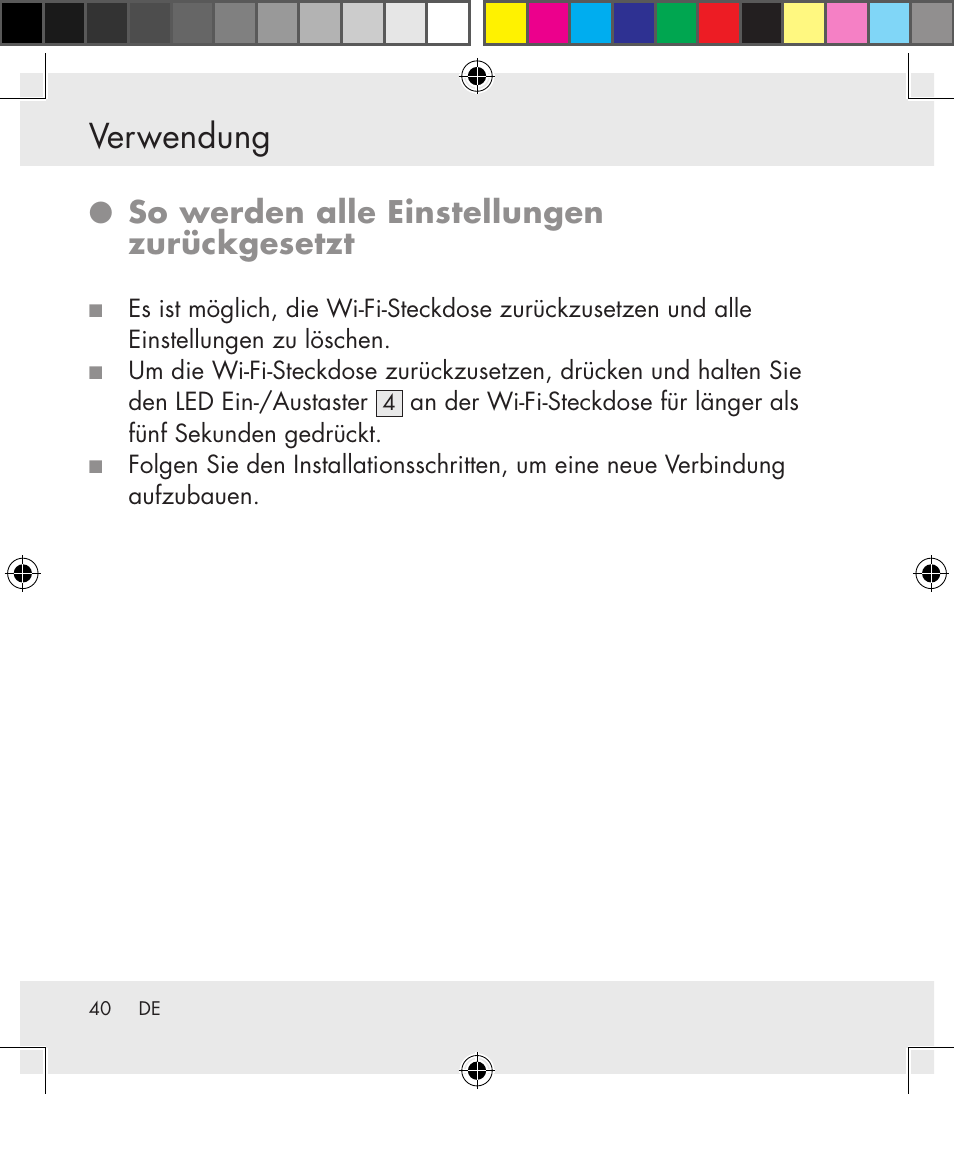 Verwendung, So werden alle einstellungen zurückgesetzt | Silvercrest SWS-A1 User Manual | Page 40 / 190