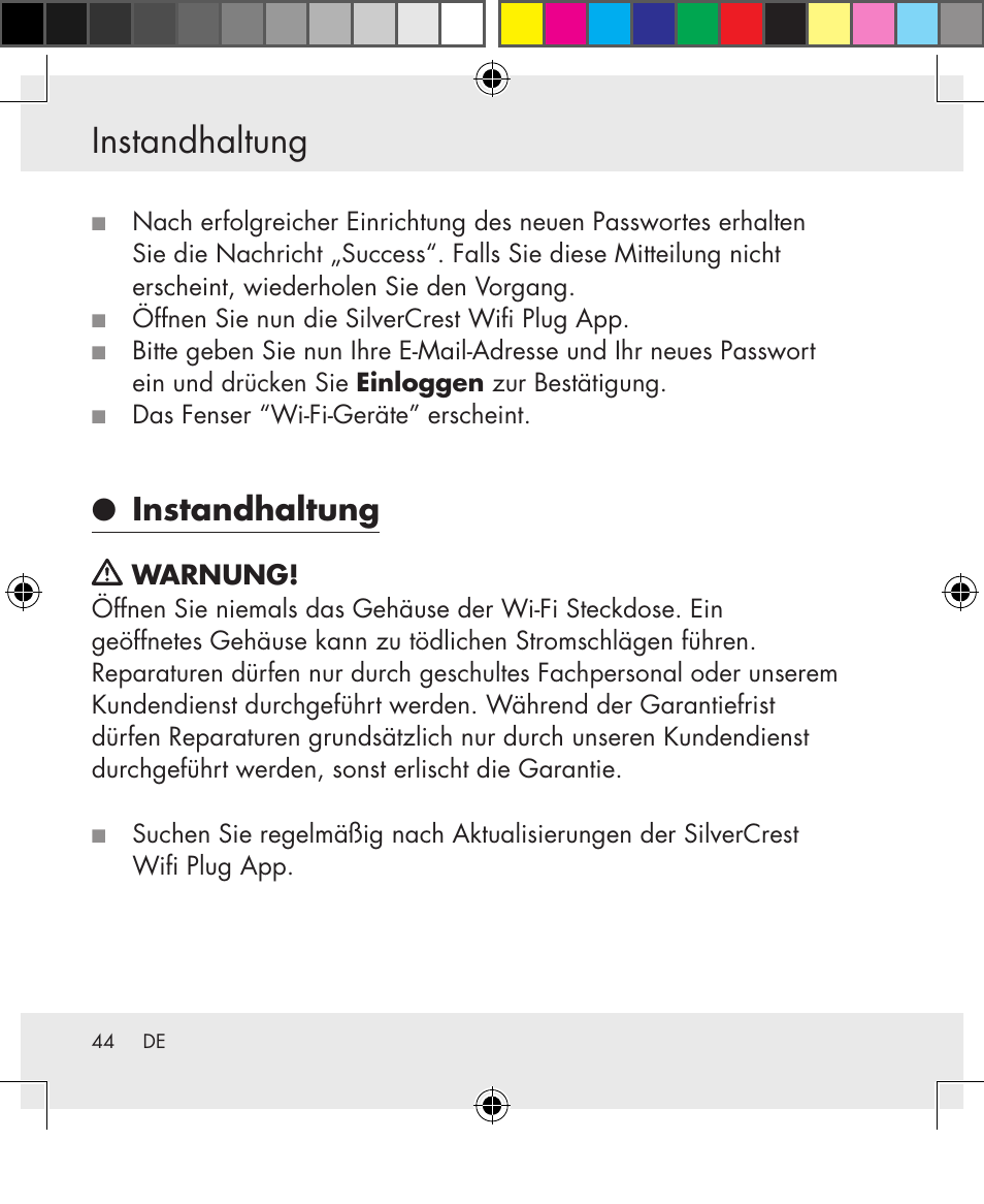 Instandhaltung | Silvercrest SWS-A1 User Manual | Page 44 / 190