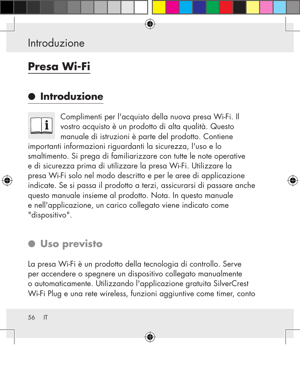 Introduzione, Presa wi‑fi, Uso previsto | Silvercrest SWS-A1 User Manual | Page 56 / 190