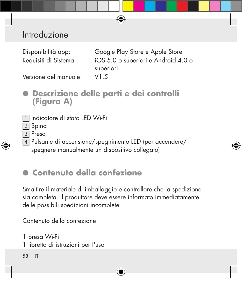 Introduzione, Descrizione delle parti e dei controlli (figura a), Contenuto della confezione | Silvercrest SWS-A1 User Manual | Page 58 / 190