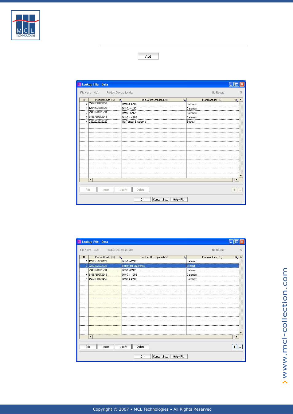 Add record | Datamax 123 Print v1.1x User Manual | Page 106 / 226