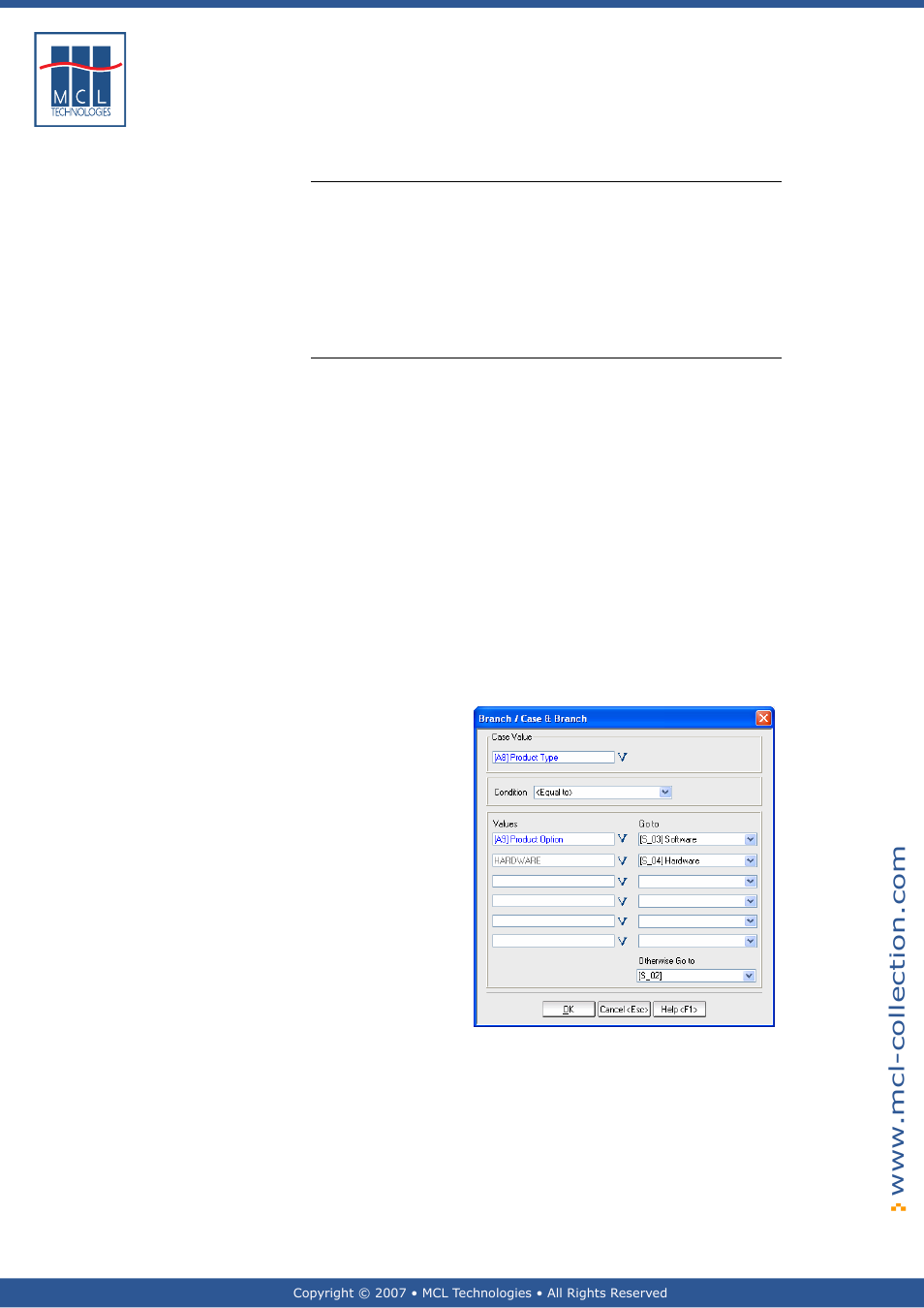 Case and branch, General introduction, Example | Datamax 123 Print v1.1x User Manual | Page 135 / 226