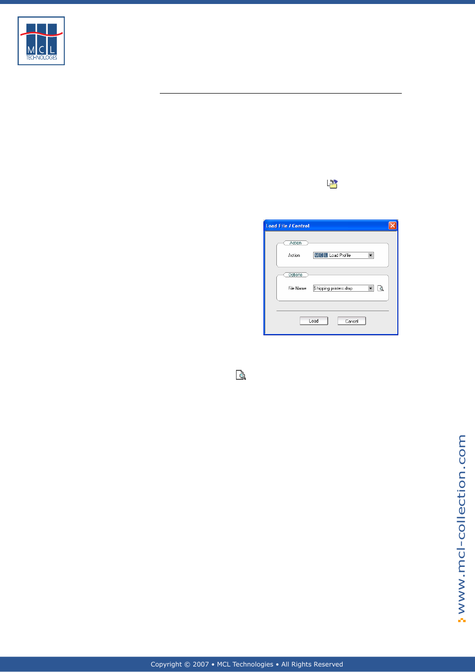 Load profile, Load profile action, Load profile options | Datamax 123 Print v1.1x User Manual | Page 203 / 226