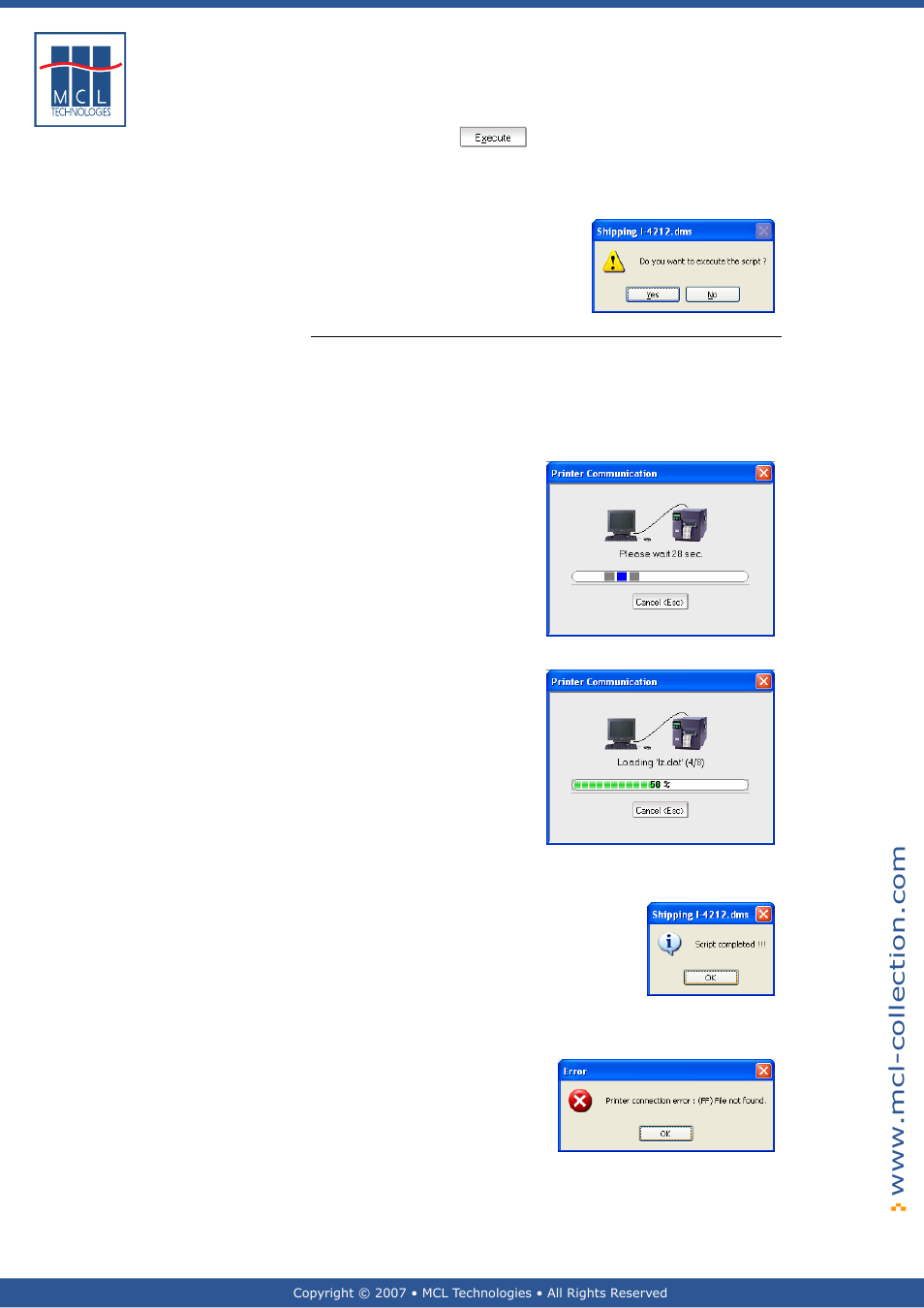 Script execution progress | Datamax 123 Print v1.1x User Manual | Page 217 / 226