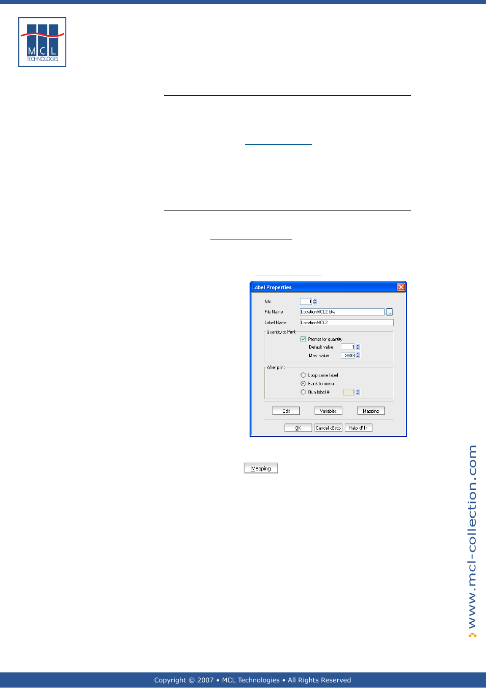 Mapping, General introduction, Section 3.3.3 – mapping | Datamax 123 Print v1.1x User Manual | Page 82 / 226