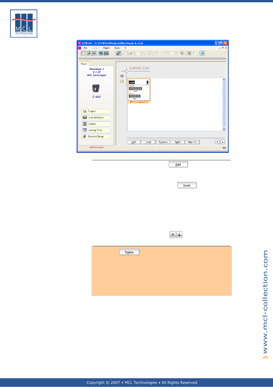 Adding more labels, Deleting a label | Datamax 123 Print v1.1x User Manual | Page 88 / 226