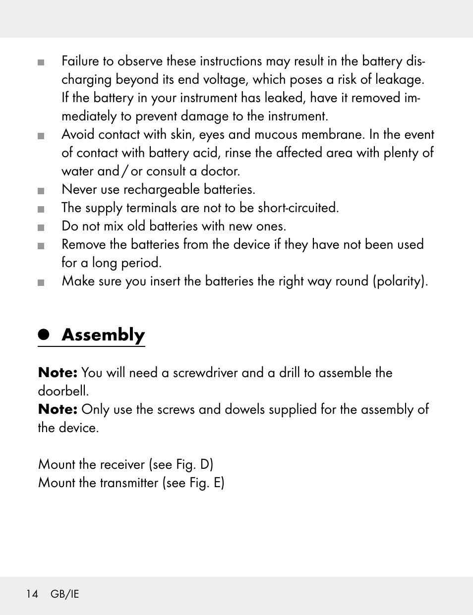 Assembly | Silvercrest 104412-14-01/104412-14-02 User Manual | Page 14 / 97