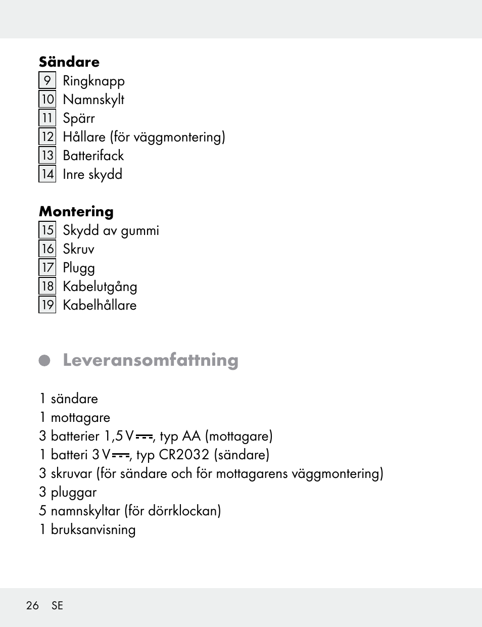 Leveransomfattning | Silvercrest 104412-14-01/104412-14-02 User Manual | Page 26 / 97