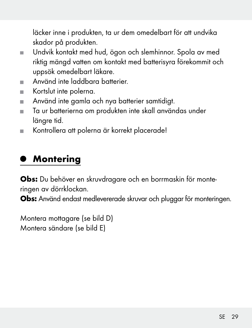 Montering | Silvercrest 104412-14-01/104412-14-02 User Manual | Page 29 / 97