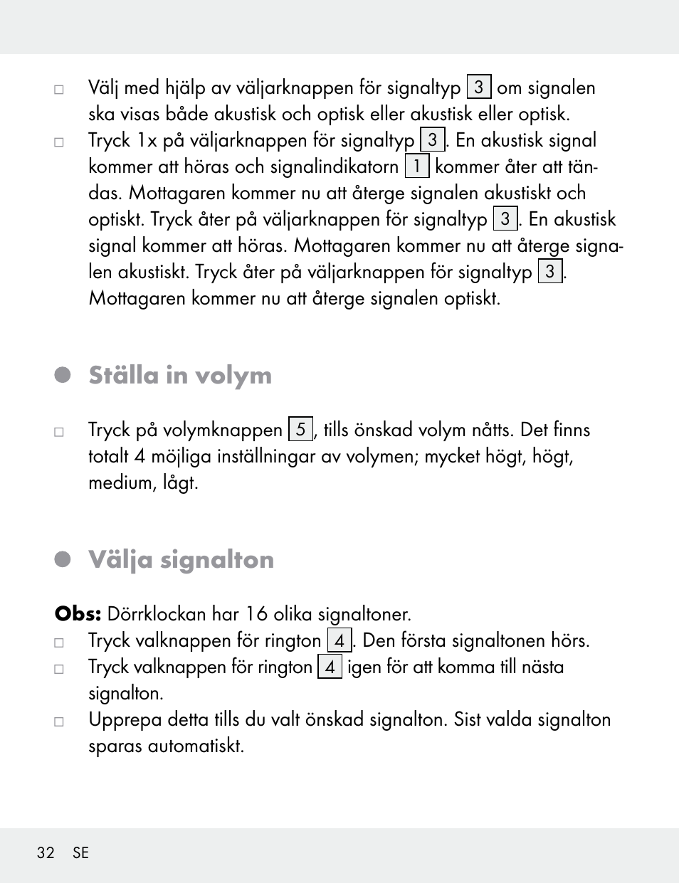 Ställa in volym, Välja signalton | Silvercrest 104412-14-01/104412-14-02 User Manual | Page 32 / 97