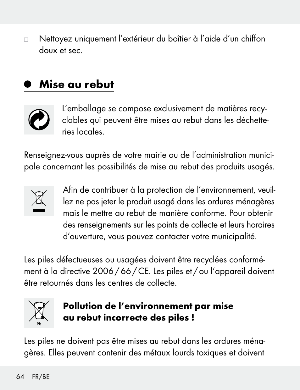 Mise au rebut | Silvercrest 104412-14-01/104412-14-02 User Manual | Page 64 / 97