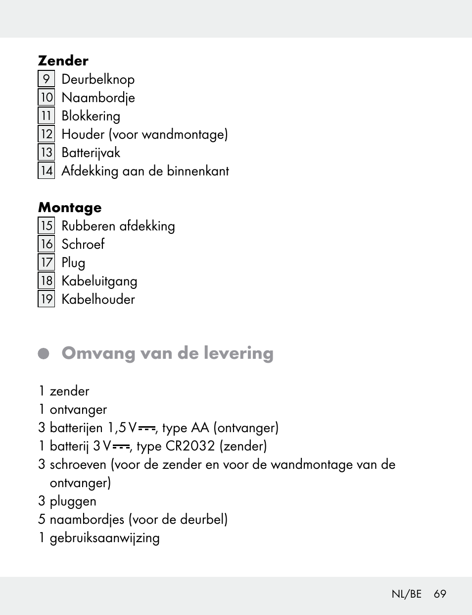 Omvang van de levering | Silvercrest 104412-14-01/104412-14-02 User Manual | Page 69 / 97