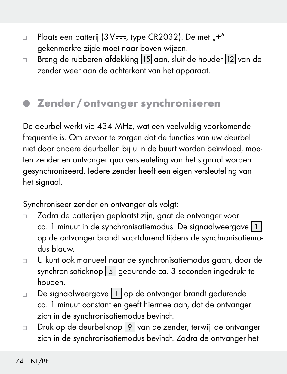 Zender / ontvanger synchroniseren | Silvercrest 104412-14-01/104412-14-02 User Manual | Page 74 / 97